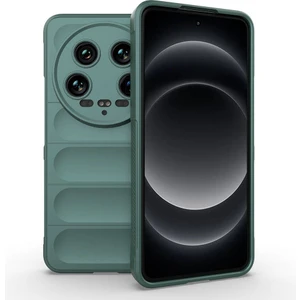 Case 4u Xiaomi Mi 14 Ultra Kılıf Esnek Tpu Oyuklu Arka Yüzey Tasarımlı Etnik Silikon Kapak Koyu Yeşil