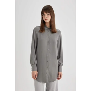 Regular Fit Basic Düz Uzun Kollu Gömlek Tunik Z3538AZ24SP