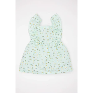 Kız Bebek Çiçekli Kısa Kollu Poplin Elbise C7244A524SM