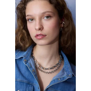 Kadın Kalın Zincir Silver Kolye C4622AXNS