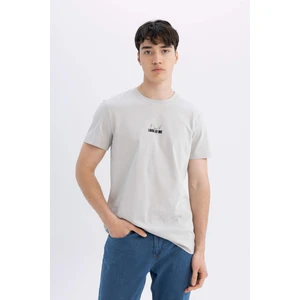 Slim Fit Dar Kesim Bisiklet Yaka Baskılı Kısa Kollu Tişört C5647AX24HS