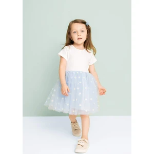 Kız Bebek Çiçekli Fitilli Kaşkorse Kısa Kollu Tütü Elbise C5985A524SM