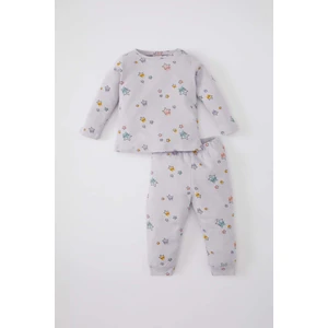 Kız Bebek Yıldız Desenli Uzun Kollu Waffle Pijama Takımı C0660A524SP