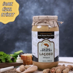 LAÇOKO 1 Kg İsme – Kişiye Özel Şekersiz, Saf, Katkısız Fıstık Ezmesi Glutensiz, Vegan, Doğal Çifte Kavrulmuş Parçacıklı Extra Crunchy Yer Fıstığı Ezmesi