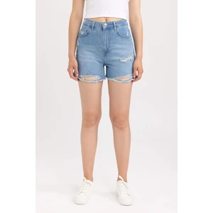 Mom Fit Yüksek Bel Kesik Uçlu Paça Jean %100 Pamuk Şort A7515AX23HS