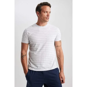 Regular Fit Bisiklet Yaka Çizgili Kısa Kollu Pijama Üstü A8183AX23SM