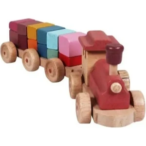 Ahşap Tren 12 Küp Bloklu