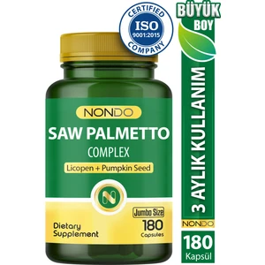 Saw Palmetto Complex 180 Kapsül (Jumbo Boy 3 Aylık Kullanım , Cüce Palmiye,likopen,çinko,yeşil Çay)