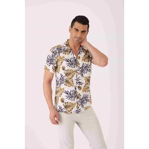 Mix Erkek Slim Fit Apaç Yaka Kısa Kol Gömlek