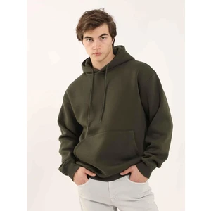 Haki Erkek Regular Fit Kapüşonlu Sweatshirt