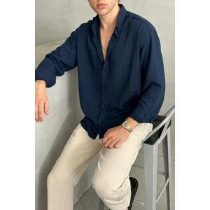 Erkek Oversize Kesim Keten Gömlek