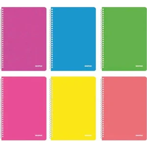Neon Serisi  A4 Spiralli Pp Kapak Defter 72 Yp Çizgili 6'Lı