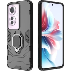 Oppo Reno 11F/ Oppo F25 Pro Batman Serisi Yüzük Standlı Armor Kılıf - Siyah AL3349