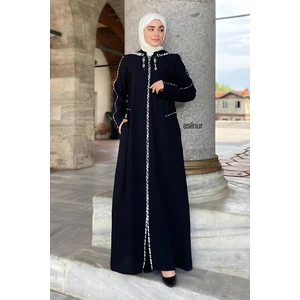 Neva Kapşonlu Fileli Ferace Siyah