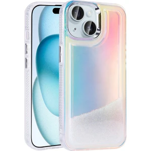 Case 4u Apple iPhone 14 Kılıf Airbagli Renkli Arka Yüzey Boncuk Tasarımlı Kumul Kapak Şeffaf
