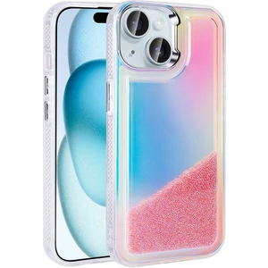 Case 4u Apple iPhone 14 Kılıf Airbagli Renkli Arka Yüzey Boncuk Tasarımlı Kumul Kapak Pembe