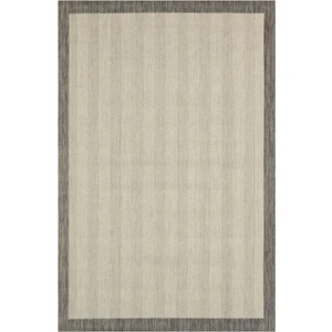 Lodz Bordürlü Sisal Hav Toz Vermeyen Dokuma Halı Hasır Gri Modern Kilim