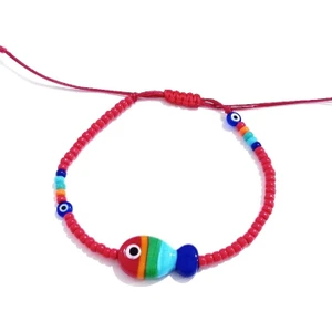 Funny Takı Murano Cam Balıklı Minik Nazar ve Miyuki Round Boncuklu Bileklik