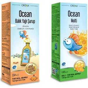 Omega 3 Portakallı Balık Yağı Şurubu 150 ml + Ocean Multi Ballı Portakal Konsantreli Şurup 150 ml