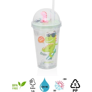 Çift Duvarlı Tumbler Pipetli Milkshake Bardağı 450 ml