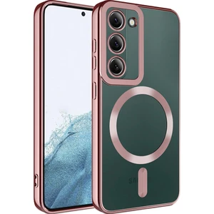 Galaxy S23 Kılıf Magsafe Wireless Şarj Özellikli Setro Silikon-Rose Gold