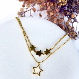 Sedefli Çift Sıra Yıldız Çelik Halhal