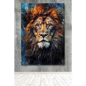 Soyut Renkli Aslan Lion Özel Tasarım Ev Ofis Kanvas Tablo