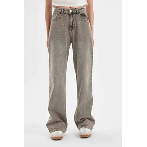 Straight Wide Yüksek Bel Uzun Jean Yıkamalı Pantolon D4311AX24AU