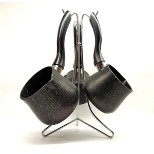 Granit 4 Parça Granit Cezve Seti Siyah Siyah 4