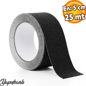 Merdiven Zemin Kaydırmaz Bant Yapışkanlı Kaymaz Bantları Bandı Siyah 5 cm x 25 Metre