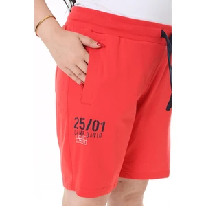 Kadın Büyük Beden Kırmızı Beli Lastik ve Bağcıklı Baskı ve Cep Detaylı Şort 65N38129