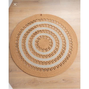 Jüt Hasır El Örgüsü Halı Kilim Yıkanabilir Çift Taraflı Yuvarlak