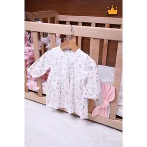 Babyhola Kız Bebek Çiçek Desenli Bandanalı Elbise 23652