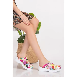Nur Ortopedi Renkli Çiçekler Desenli Klasik Model Bayan Ortopedik  Sabo Terlik