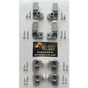 Duşakabin Teker Seti Bella Serisi 1 Sabit 2 Hareketli Duşakabinler (Gri Renk)