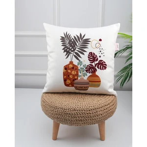 Menesa Home Bohem Temalı Yaprak Desenli Dijital Baskılı Kırlent Koltuk Yastık Kılıfı
