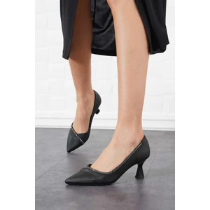 Ventes Şerit Taşlı Kadın 7 Cm Stiletto Saten Kumaş Ayakkabı