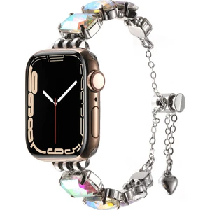 Apple Watch Uyumlu 44MM KRD-115 Renkli Taş Tasarımlı Kordon-Colorful