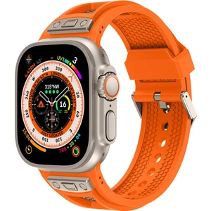 Apple Watch Uyumlu Ultra 49MM KRD-117 Hava Alabilen Delikli Metal Süslemeli Desenli Silikon Kordon-Tit
