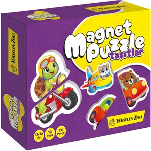 Kolektif Dikkat ve Zeka Geliştirme Kitabı: İlk Magnetik Puzzle - Taşıtlar (24 Parça, 12 Taşıt, 12-36 Ay)