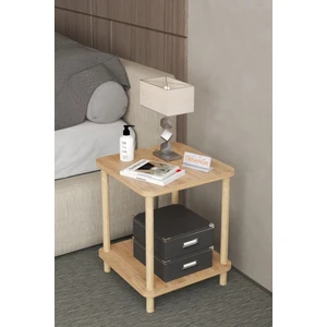 35X35 cm Kare Iki Katlı Ahşap Komodin Çok Amaçlı Sehpa Yatak Odası Baza Yanı Ayak Yükseklik 45 cm