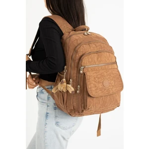 Fcstore Krinkıl Kumaş Suya Dayanıklı Büyük Boy Taba Klinkır Sırt Çantası/laptop Seyahat Okul Çanta
