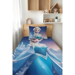 Talia Home Karlar Ülkesi Mavi Elsa Desenli Tek Kişilik Çocuk Pike Takımı Tlap-064