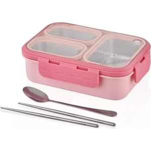 Life Çelik Beslenme Kabı 3 Bölmeli 620ML Pembe VGN-7097