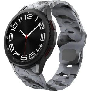 Galaxy Watch 5 40MM KRD-116 20MM Futbol Desenli Spor Tasarımlı Silikon Kordon-Siyah-Gri