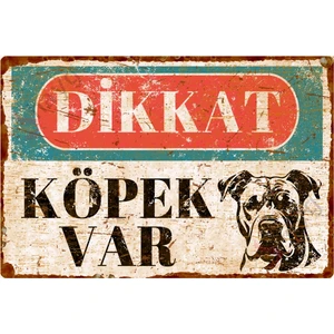Hayg Equipment Pas Görünümlü Dikkat Köpek Var Alüminyum Uyarı Levhası - Vintage Dogo Argentino Tabela - 15CMX22,5CM