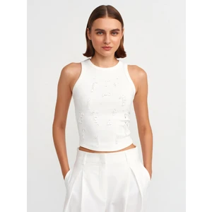 20922 Boncuklu Fitilli Top-Beyaz