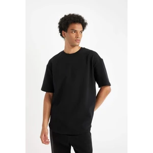 Boxy Fit Bisiklet Yaka Kısa Kollu Basic Düz Waffle Tişört B4443AX24AU