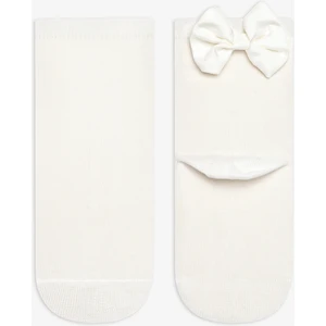 Kız Çocuk White Bow Soket Çorap