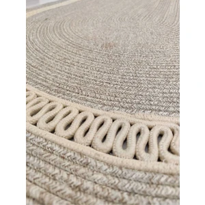 Moda Cardin Jüt Hasır Görünümlü Desenli Modern El Örgüsü Oval Halı Kilim